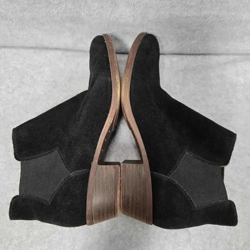 Lucky Brand Bellamy Black Suede Chelsea Ankle Booties Size 7